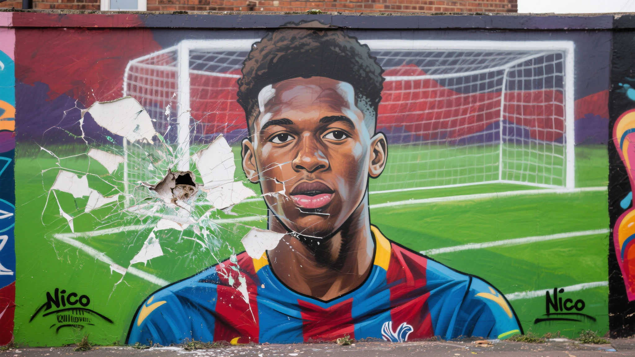 尼科-威廉斯壁画遭到破坏,面容被新涂料覆盖 尼科-威廉斯壁画遭到破坏,面容被新涂料覆盖